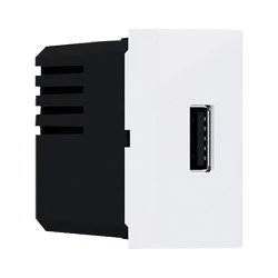 Πρίζα τροφοδοσίας USB MODYS ενός στοιχείου 1xUSB 5VDC 1.2A IP20 σε λευκό χρώμα