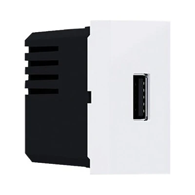Πρίζα τροφοδοσίας USB MODYS ενός στοιχείου 1xUSB 5VDC 1.2A IP20 σε λευκό χρώμα