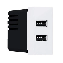 Πρίζα τροφοδοσίας USB MODYS ενός στοιχείου 2xUSB σε λευκό χρώμα 5VDC 2X1.2A IP20
