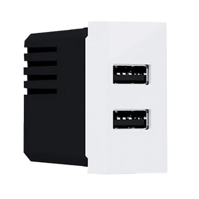 Πρίζα τροφοδοσίας USB MODYS ενός στοιχείου 2xUSB σε λευκό χρώμα 5VDC 2X1.2A IP20 Πρίζα τροφοδοσίας USB MODYS ενός στοιχείου 2xUSB σε λευκό χρώμα 5VDC 2X1.2A IP20