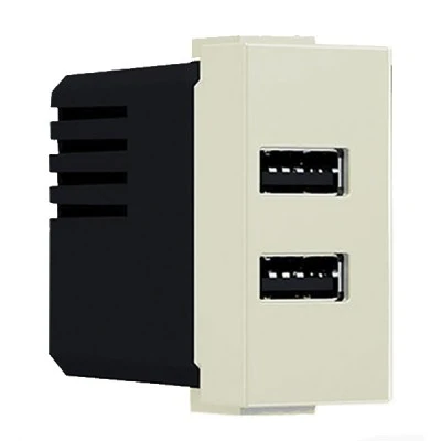 Πρίζα τροφοδοσίας USB MODYS 1 στοιχείου 2xUSB ιβουάρ 5VDC 2X1.2A IP20