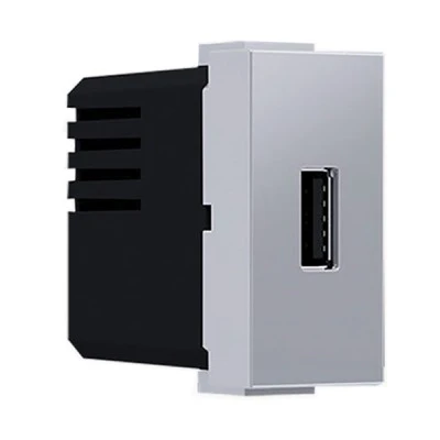Πρίζα τροφοδοσίας USB MODYS ενός στοιχείου 1xUSB ασημί 5VDC 1.2A IP20 Πρίζα τροφοδοσίας USB MODYS ενός στοιχείου 1xUSB ασημί 5VDC 1.2A IP20