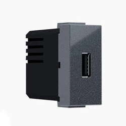 Πρίζα τροφοδοσίας MODYS USB με ένα στοιχείο 1xUSB σε ανθρακί χρώμα 5VDC 1.2A IP20 για χωνευτή τοποθέτηση