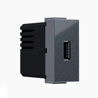 Πρίζα τροφοδοσίας MODYS USB με ένα στοιχείο 1xUSB σε ανθρακί χρώμα 5VDC 1.2A IP20 για χωνευτή τοποθέτηση