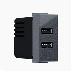 Πρίζα τροφοδοσίας MODYS USB με ένα στοιχείο 2xUSB ανθρακί 5VDC 2X1.2A IP20 για χωνευτή τοποθέτηση