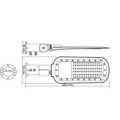 LED φωτιστικό δρόμου 20W 2800LM με ενδιάμεσο φως 4000K 140x90˚ 230V AC στεγανό IP66 LED φωτιστικό δρόμου 20W 2800LM με ενδιάμεσο φως 4000K 140x90˚ 230V AC στεγανό IP66