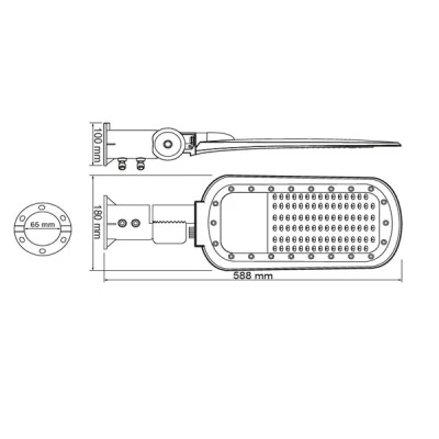 LED φωτιστικό δρόμου 60W 8400LM με ενδιάμεσο χρώμα φωτός 4000K 140x90˚ 230V AC IP66 στεγανό