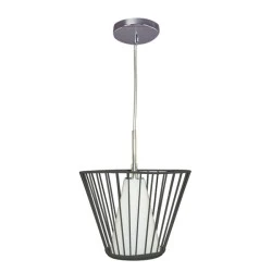 Μοντέρνο φωτιστικό κρεμαστό μονόφωτο 1X40W με ντουί G9 μεταλλικό σε μαύρο χρώμα & ασημί ροζέτα