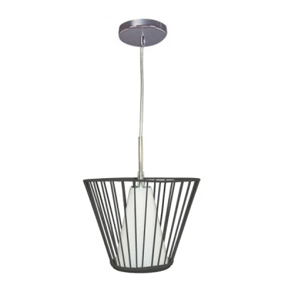 Μοντέρνο φωτιστικό κρεμαστό μονόφωτο 1X40W με ντουί G9 μεταλλικό σε μαύρο χρώμα & ασημί ροζέτα