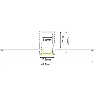 Προφίλ αλουμινίου γυψοσανίδας LATE ULTRA MINI P129N 12x47.8mm χωνευτό με οπάλ κάλυμμα για λωρίδες και ταινίες 2m/pc Προφίλ αλουμινίου γυψοσανίδας LATE ULTRA MINI P129N 12x47.8mm χωνευτό με οπάλ κάλυμμα για λωρίδες και ταινίες 2m/pc