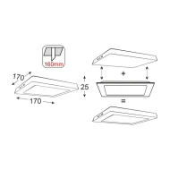 Φωτιστικό NETTO LED SLIM PANEL χωνευτό τετράγωνο 14W με ενδιάμεσο χρώμα φωτός 4000K 970Lm 230V & διάσταση 170X170mm