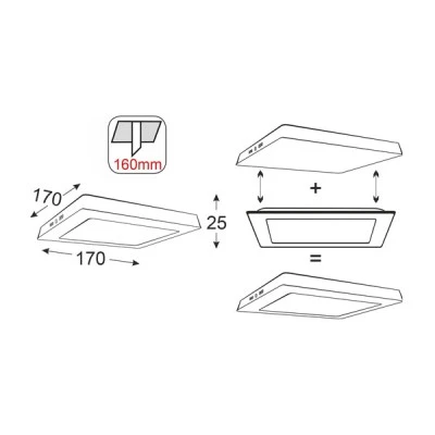 Φωτιστικό NETTO LED SLIM PANEL χωνευτό τετράγωνο 14W με ενδιάμεσο χρώμα φωτός 4000K 970Lm 230V & διάσταση 170X170mm Φωτιστικό NETTO LED SLIM PANEL χωνευτό τετράγωνο 14W με ενδιάμεσο χρώμα φωτός 4000K 970Lm 230V & διάσταση 170X170mm