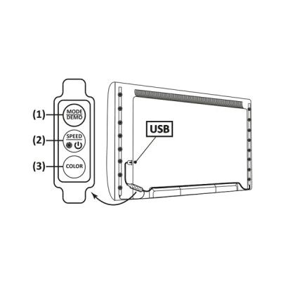 USB TV LED SMD STRIP KIT με RGB χρώμα φωτός 2X50CM 2X2.4W IP65 με ενσύρματο controller 