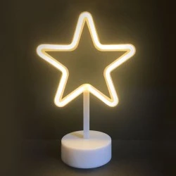 Διακοσμητικό φωτιστικό LED NEON αστέρι 2.4W με λειτουργία μπαταρίας ή μέσω USB μπλε χρώμα φωτός κατάλληλο για εσωτερικό χώρο IP20