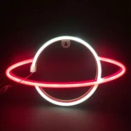 Διακοσμητικό φωτιστικό LED NEON πλανήτης 2.4W με λειτουργία μπαταρίας ή μέσω USB σε ψυχρό λευκό & κόκκινο χρώμα φωτός κατάλληλο για εσωτερικό χώρο IP20