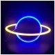 Διακοσμητικό φωτιστικό LED NEON πλανήτης 2.4W με λειτουργία μπαταρίας ή μέσω USB σε μπλε & κίτρινο χρώμα φωτός κατάλληλο για εσωτερικό χώρο IP20