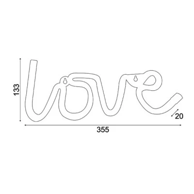 Διακοσμητικό φωτιστικό LED NEON Love 2.4W με λειτουργία μπαταρίας ή μέσω USB σε ροζ χρώμα φωτός κατάλληλο για εσωτερικό χώρο IP20