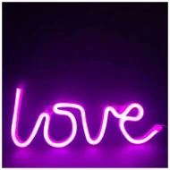 Διακοσμητικό φωτιστικό LED NEON Love 2.4W με λειτουργία μπαταρίας ή μέσω USB σε ροζ χρώμα φωτός κατάλληλο για εσωτερικό χώρο IP20