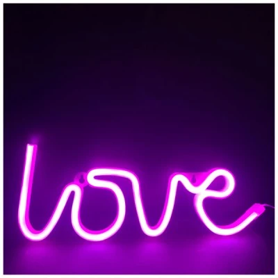 Διακοσμητικό φωτιστικό LED NEON Love 2.4W με λειτουργία μπαταρίας ή μέσω USB σε ροζ χρώμα φωτός κατάλληλο για εσωτερικό χώρο IP20