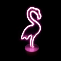Διακοσμητικό φωτιστικό LED NEON φλαμίνγκο 2.4W με λειτουργία μπαταρίας ή μέσω USB σε ροζ χρώμα φωτός κατάλληλο για εσωτερικό χώρο IP20