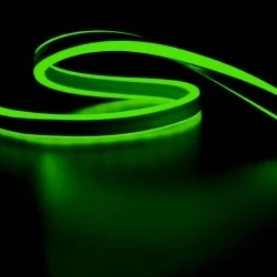 Φωτοσωλήνας Neon LED 6W/m 230V AC σε πράσινο χρώμα φωτός δικάναλος με 100LED/m IP44 με τροφοδοσία καλωδίου 1,5m