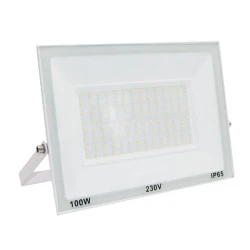Προβολέας LED-SMD 100W 230V με ψυχρό χρώμα φωτός 6200K IP65 σε λευκό χρώμα