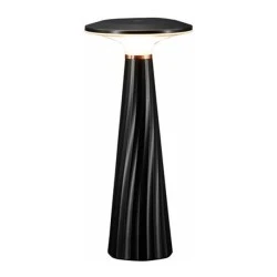 LED πορτατίφ PC επαναφορτιζόμενο 2.5W 230/5VDC 3000K θερμό φως μανιτάρι μαύρο με τρία επίπεδα ντιμαρίσματος IP54
