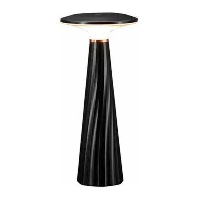 LED πορτατίφ PC επαναφορτιζόμενο 2.5W 230/5VDC 3000K θερμό φως μανιτάρι μαύρο με τρία επίπεδα ντιμαρίσματος IP54