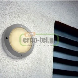Πλαφονιέρα LED επίτοιχη 2.4W ψυχρό φως στρογγυλή σατινέ στεγανή IP54 αλουμίνιου με ματ γυαλί
