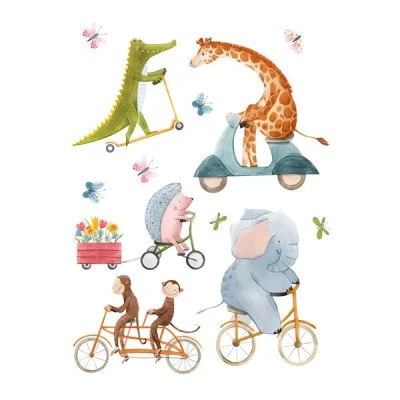 Διακοσμητικά αυτοκόλλητα τοίχου Riding Animals σε L μέγεθος κατασκευασμένα από βινύλιο σε καρτέλα 12 τεμαχίων & εύκολη τοποθέτηση