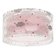 Παιδικό φωτιστικό Clouds Pink πλαφονιέρα με ντουί Ε27x2 ιδανικό για γενικό φωτισμό & με ανεξίτηλη εκτύπωση σε διάφανο υλικό διπλού τοιχώματος