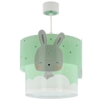 Παιδικό φωτιστικό κρεμαστό οροφής Baby Bunny Green με ντουί Ε27x1 ιδανικό για γενικό φωτισμό & φωσφορίζοντα μέρη στο σκοτάδι 