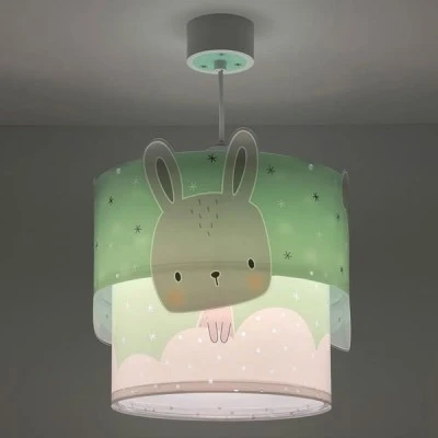 Παιδικό φωτιστικό κρεμαστό οροφής Baby Bunny Green με ντουί Ε27x1 ιδανικό για γενικό φωτισμό & φωσφορίζοντα μέρη στο σκοτάδι 