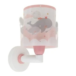 Παιδικό φωτιστικό απλίκα τοίχου Whale Dreams Pink διπλού τοιχώματος με ντουί Ε27x1 max 15W κατάλληλο για συμπληρωματικό φωτισμό & διάβασμα