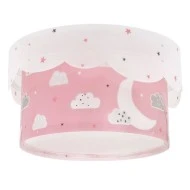 Παιδικό φωτιστικό οροφής πλαφονιέρα Moon Pink με ντουί E27 x 2  με φωσφορίζοντα στο σκοτάδι εξωτερικά μέρη & ανεξίτηλη εκτύπωση χρωμάτων