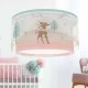 Παιδικό φωτιστικό οροφής Loving Deer με ντουί E27x2  με φωσφορίζοντα στο σκοτάδι εξωτερικά μέρη & κιτ ανάρτησης τύπου click 