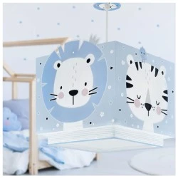 Παιδικό κρεμαστό φωτιστικό οροφής Baby Jungle Blue με ντουί Ε27x1 για φωτισμό χωρίς σκιές με φωσφορίζοντα μαγικά μέρη στο σκοτάδι 