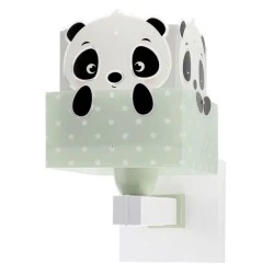 Παιδικό φωτιστικό απλίκα Panda Green τοίχου διπλού τοιχώματος με ντουί Ε27x1 κατάλληλο για συμπληρωματικό φωτισμό & διάβασμα