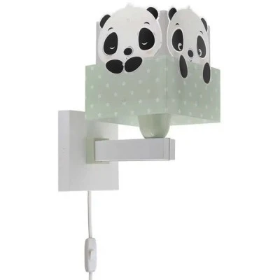 Παιδικό φωτιστικό απλίκα Panda Green τοίχου διπλού τοιχώματος με ντουί Ε27x1 κατάλληλο για συμπληρωματικό φωτισμό & διάβασμα