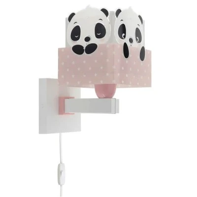 Παιδικό φωτιστικό Panda Pink απλίκα τοίχου διπλού τοιχώματος με ντουί Ε27x1 κατάλληλο για συμπληρωματικό φωτισμό & διάβασμα