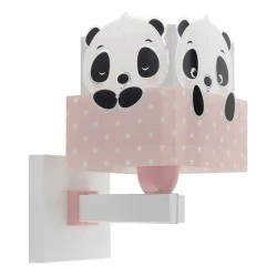 Παιδικό φωτιστικό Panda Pink απλίκα τοίχου διπλού τοιχώματος με ντουί Ε27x1 κατάλληλο για συμπληρωματικό φωτισμό & διάβασμα