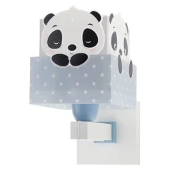 Παιδικό φωτιστικό απλίκα  τοίχου Panda Blue διπλού τοιχώματος με ντουί Ε27x1 κατάλληλο για συμπληρωματικό φωτισμό & διάβασμα