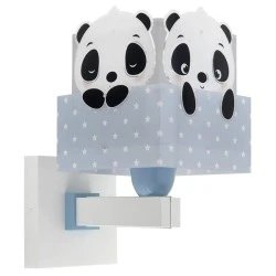 Παιδικό φωτιστικό απλίκα  τοίχου Panda Blue διπλού τοιχώματος με ντουί Ε27x1 κατάλληλο για συμπληρωματικό φωτισμό & διάβασμα