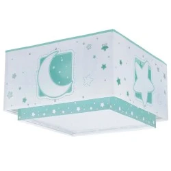 Παιδικό φωτιστικό οροφής - πλαφονιέρα Moonlight Green με ντουί Ε27x2 με φωσφορίζοντα εξωτερικά μέρη