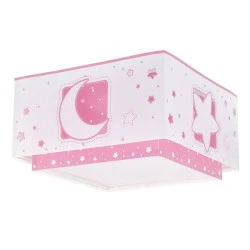 Παιδικό φωτιστικό οροφής - πλαφονιέρα Moonlight Pink ντουί Ε27x2 με ανεξίτηλη εκτύπωση χρωμάτων στα τοιχώματα και φωσφορίζοντα εξωτερικά μέρη