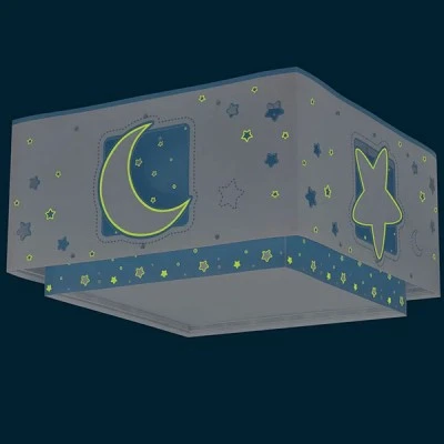 Παιδικό φωτιστικό οροφής πλαφονιέρα Moonlight Blue κατάλληλο για γενικό φωτισμό με ντουί Ε27x2 ιδανικό για γενικό φωτισμό & φωσφορίζοντα εξωτερικά μέρη