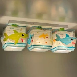Παιδικό φωτιστικό οροφής τρίφωτο Little Shark  με ντουί Ε27x3 ιδανικό για γενικό φωτισμό & αποφυγή σκιών στο δωμάτιο
