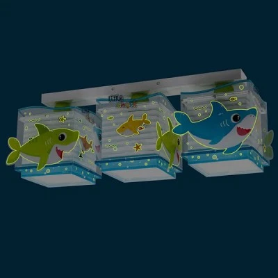 Παιδικό φωτιστικό οροφής τρίφωτο Little Shark  με ντουί Ε27x3 ιδανικό για γενικό φωτισμό & αποφυγή σκιών στο δωμάτιο