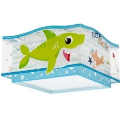 Παιδικό φωτιστικό οροφής πλαφονιέρα Little Shark  με ντουί E27 x 2  με φωσφορίζοντα στο σκοτάδι εξωτερικά μέρη & ανάρτηση  click & go