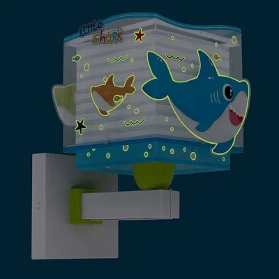 Παιδικό φωτιστικό απλίκα  τοίχου Little Shark διπλού τοιχώματος με ντουί Ε27x1 κατάλληλο για συμπληρωματικό φωτισμό & διάβασμα